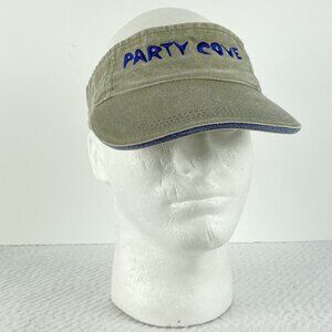 Party Cove Mens Visor Cap Hat Distressed Vacation Boating Water Gray Strapback
